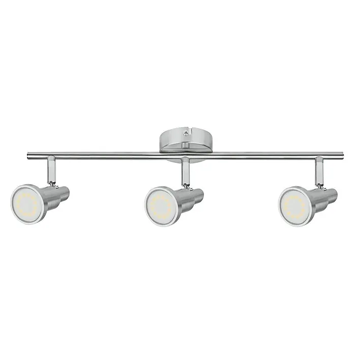 Osram LED-Deckenstrahler - 7,8 W, L x B x H: 465 x 80 x 146 mm, Nickel matt, Warmweiß, 3 Stk. - Eine moderne Chrom-Deckenleuchte mit drei LED-Spots, ideal für die stilvolle Beleuchtung von Wohnräumen.