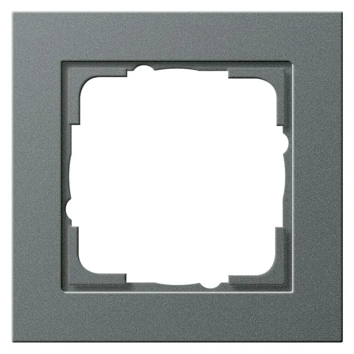 Gira E2 Abdeckrahmen 021123 - Anthrazit, 1-fach, Kunststoff - Graue Abdeckplatte für Schalter. Das Design ist quadratisch und modern, ideal für jede Inneneinrichtung.