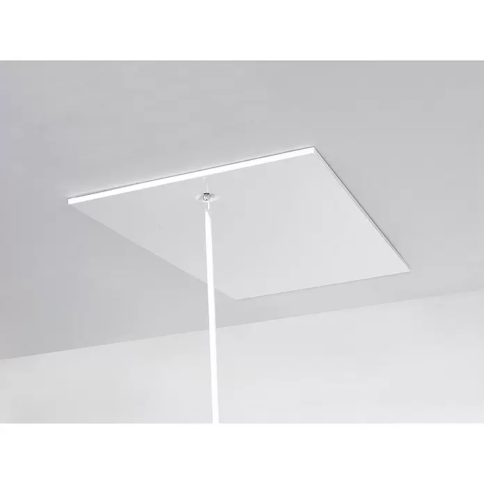 Wippro Bodentreppe Isotec Luxe - 110 x 70 cm, Wärmedämmung: 0,33 W/(m²K) - Weiße rechteckige Deckenleuchte mit integriertem vertikalen Pendelleuchtenrohr.