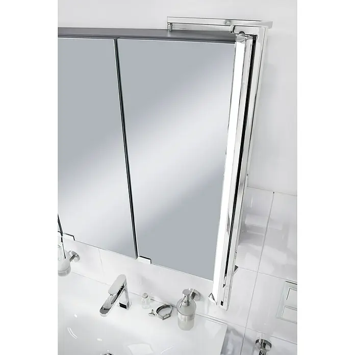 Camargue LED-Spiegelschrank Flexilight - B x H: 92,3 x 65 cm, Grafit - Elegantes Spiegelschrank-Set mit zwei Türen, ideal für moderne Badezimmer. Die glatte Oberfläche reflektiert das Licht und vergrößert den Raum.