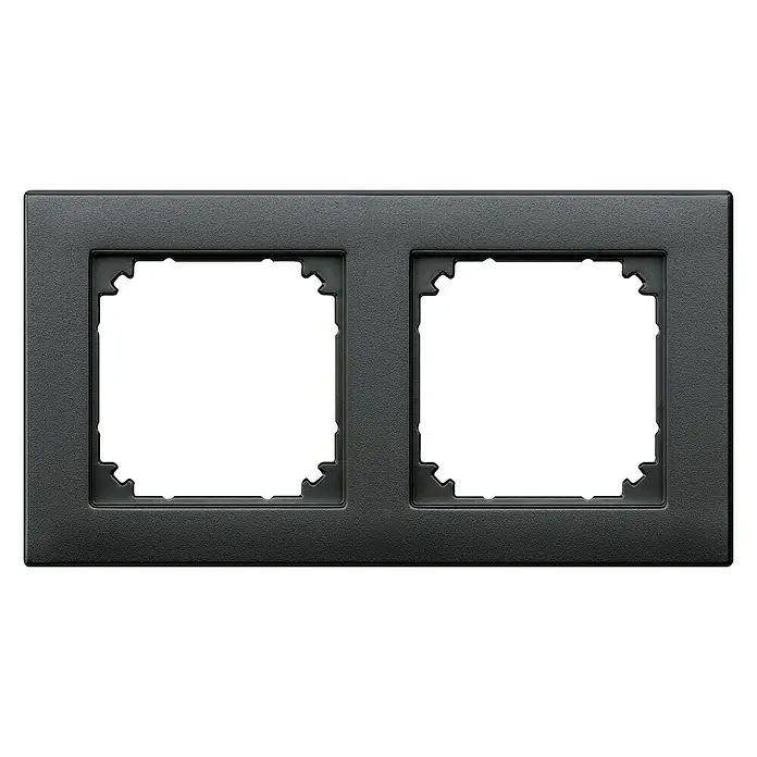 Merten M-Plan Abdeckrahmen 486214 - Anthrazit matt, 2-fach, Kunststoff - Schwarze Doppelrahmen-Abdeckung für Schalter und Steckdosen zur stilvollen Wandmontage.