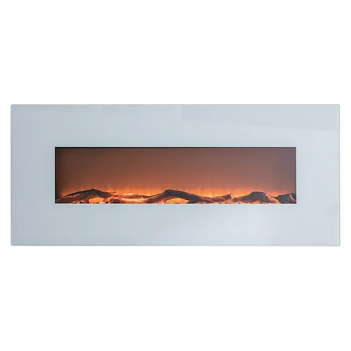 Voltomat HEATING Stand- & Wandkamin Flat - Weiß, 26 x 128 x 61 cm - Weißer elektrischer Wandkamin mit realistischen Flammeneffekten für eine gemütliche Atmosphäre in Ihrem Zuhause. Ein schönes und funktionales Dekorstück.