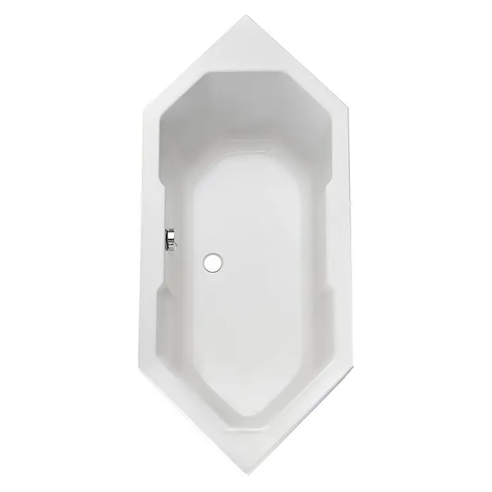 Ottofond Badewanne Nevada - 180 x 80 cm, Sanitäracryl, Weiß - Bild einer weißen Eckbadewanne. Die Badewanne hat eine dreieckige Form an einem Ende und ein Abflussloch in der Mitte.
