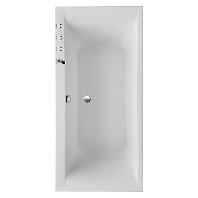 Ottofond Badewanne Palermo - 170 x 80 cm, Sanitäracryl, Weiß - Moderne, rechteckige Badewanne in Weiß mit glänzenden Chromarmaturen für ein stilvolles Badezimmer.