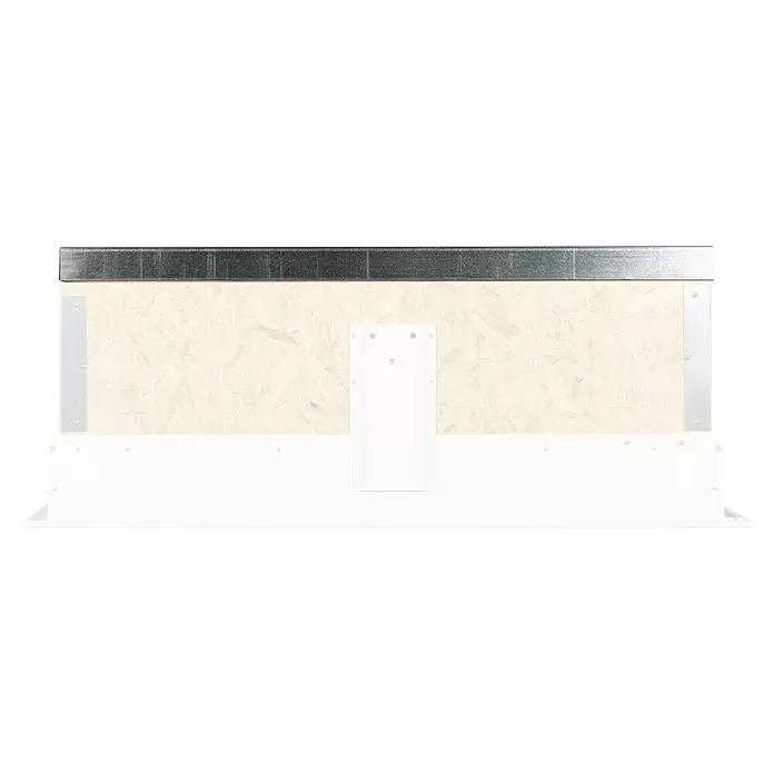Wippro Bodentreppen-Oberdeckel ADH Isotec - Isoliert, Automatisch nach hinten öffnend, Passend für: Wippro Bodentreppen Isotec, Isotec Luxe, Isotec 200, Klimatec 120 × 60 cm - Horizontales verzinktes Stahlprofil auf heller Holzplatte mit weißen Stützelementen montiert.