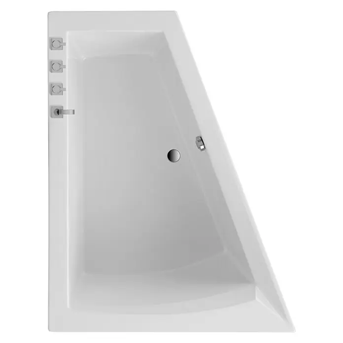 Ottofond Raumsparbadewanne Cebu 2 B - 175 x 135 cm, Sanitäracryl, Weiß, Links - Aufnahme einer modernen, asymmetrischen Badewanne aus der Vogelperspektive. Diese Badewanne zeichnet sich durch ihr einzigartiges Design aus.