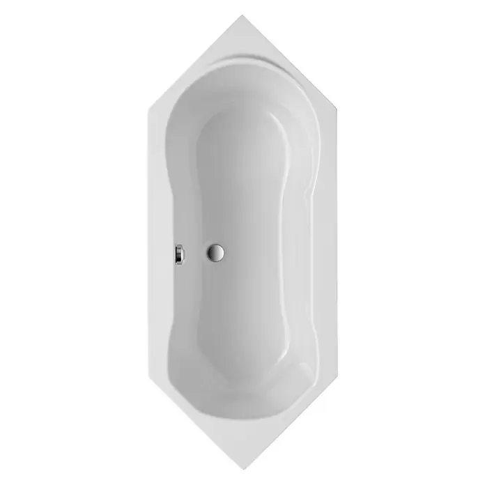Ottofond Badewanne Rochelle - 190 x 80 cm, Sanitäracryl, Weiß - Ein stilvolles, weißes Eckbadewannen-Design mit modernen Armaturen, perfekt für ein luxuriöses Badeerlebnis im eigenen Badezimmer.