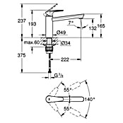 Grohe Spültischarmatur Start Edge (Chrom, Glänzend, B x H: 49 x 193 mm) | BAUHAUS