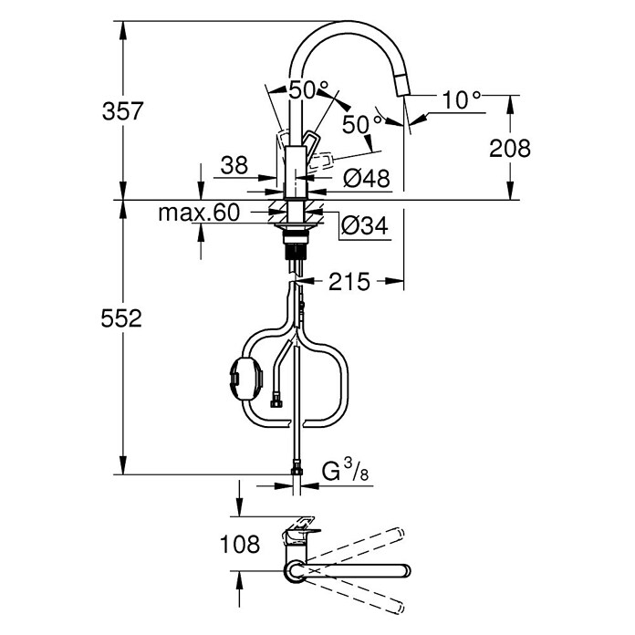 Grohe Start Loop Spültischarmatur Start Loop (Chrom, Glänzend, Höhe: 357 mm) | BAUHAUS