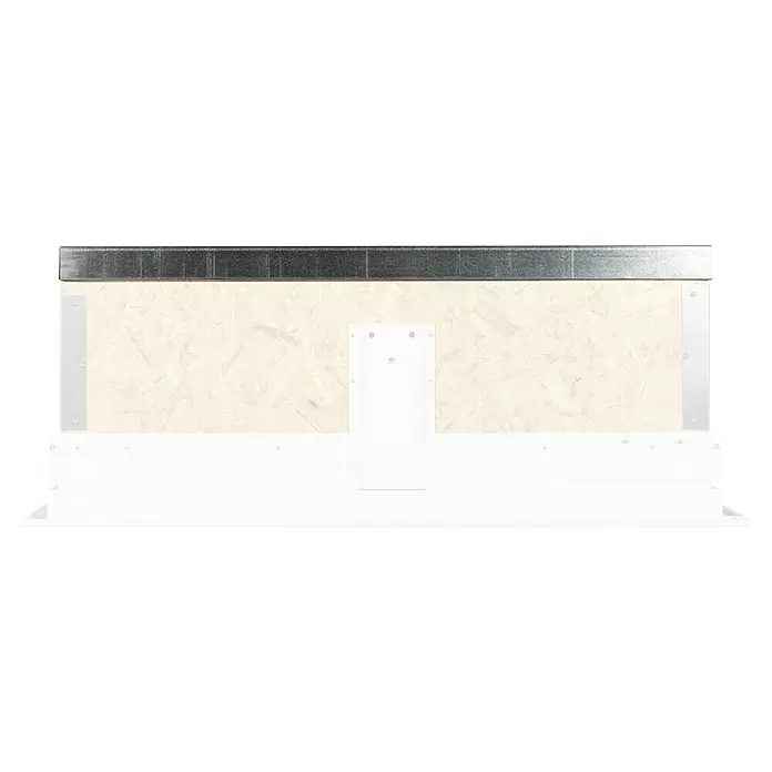 Wippro Bodentreppen-Oberdeckel HOD Isotec - Isoliert, Manuell bedienbar, seitlich öffnend, Kette, Passend für: Wippro Bodentreppen Isotec, Isotec Luxe, Isotec 200, Klimatec 110 × 70 cm - Silberne Metallblende auf heller OSB-Platte mit weißen Stützstrukturen.
