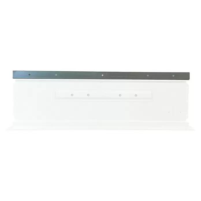 Wippro Bodentreppen-Oberdeckel HOD Eurostep - Nicht isoliert, Manuell bedienbar, seitlich öffnend, Kette, Passend für: Wippro Bodentreppe Eurostep 120 × 60 cm - Weiße Platte mit einer dunkelgrauen oberen Montageschiene und einer helleren weißen zentralen Montageschiene, beide mit sichtbaren Löchern.