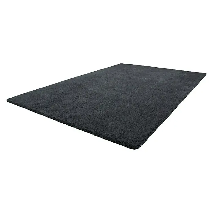 Hochflorteppich Super Soft ShaggyGraphit, 170 x 120 cm, 100 % Polyester (Flor) - Hier ist ein grauer, rechteckiger Teppich mit flauschiger Textur, der eine elegante Ergänzung für jeden Raum darstellt. Er bietet Komfort und Stil.