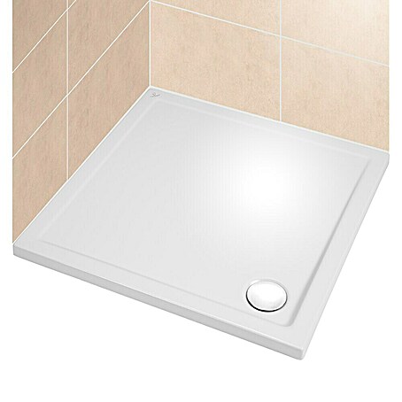 Camargue Duschwannen-Set St. Moritz (L x B: 90 x 90 cm, Weiß, Komplettset aus Duschwanne, Duschwannenfuß, Ablaufgarnitur und Installationszubehör)