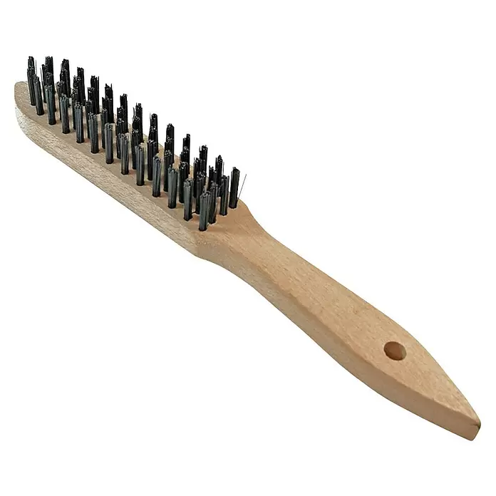 Güde Schweiß-Drahtbürste - L x B x H: 285 x 35 x 50 mm, Metall, Braun - Drahtbürste mit hellem Holzgriff und dunklen Metallborsten, zum Reinigen und Schrubben.