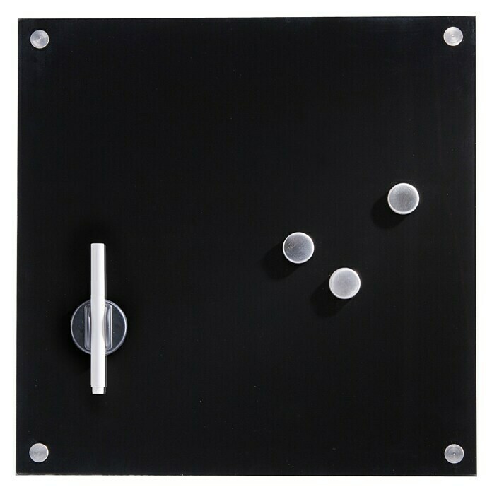 Zeller Tableau magnétique en verre noir 40 x 40 cm