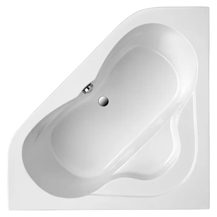 Ottofond Eckbadewanne Valletta - L x B: 140 x 140 cm, Sanitäracryl, Weiß - Weisse Eckbadewanne mit Überlauf und Ablaufgarnitur. Das abgerundete Design bietet Komfort und Stil für jedes Badezimmer.