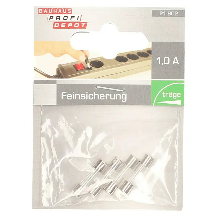 Profi Depot Feinsicherung - T - Träge, 1 A, 4 Stk. - Packung Feinsicherungen 1,0 A von Bauhaus Profi Depot. Sicherungen sind in einer durchsichtigen Kunststoffverpackung verpackt.