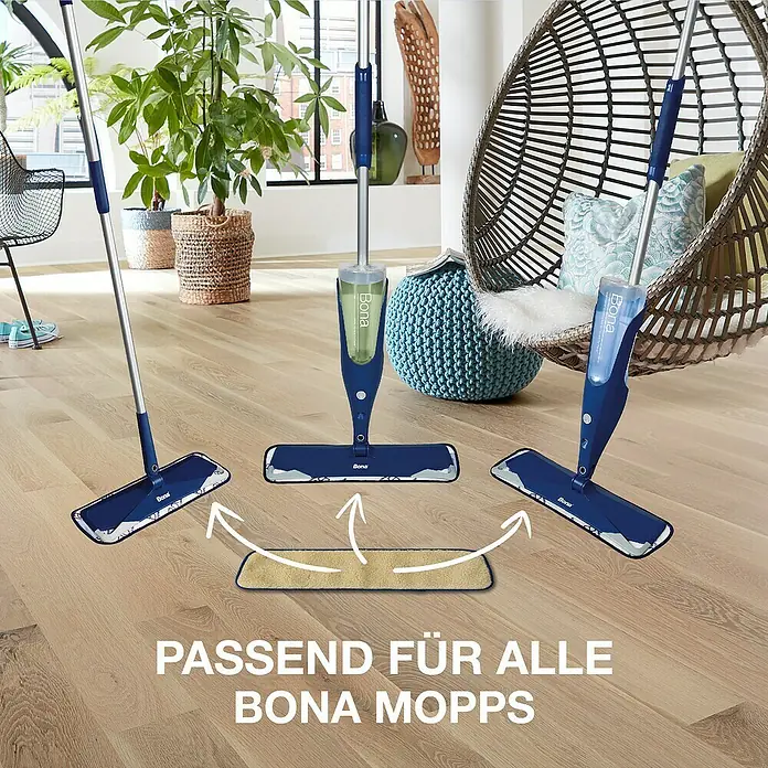Bona Mikrofaser-Reinigungspad Intensivpflegepad - Passend für: Bona Mop-System - Produktbild: Die Bona-Mopps sind für alle Bodenarten geeignet. Effektive Reinigungslösung für jeden Haushalt.