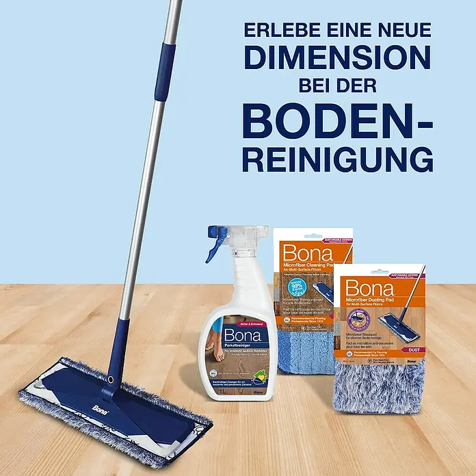 Bona Mikrofaser-Staubpad - Mikrofaser, Waschbar - Bona Bodenreinigungsset mit Wischer, Reiniger und Pads für streifenfreie Sauberkeit.