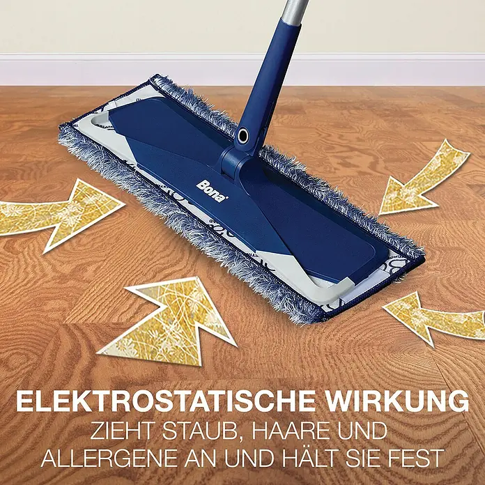 Bona Mikrofaser-Staubpad - Mikrofaser, Waschbar - Bona-Mopp mit elektrostatischer Wirkung zum Aufnehmen von Staub, Haaren und Allergenen.