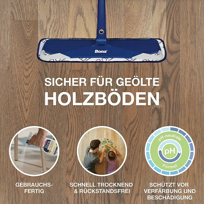 Bona Bodenreiniger Reiniger für geölte Böden - 1 l, Flasche mit Sprühkopf - Bona Holzbodenseife für geölte Böden. Sicher, gebrauchsfertig, schnell trocknend und schützt vor Verfärbung und Beschädigung.