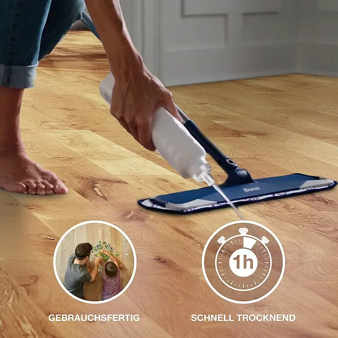 Bona Pflegemittel Parkett Polish - 1 l, Matt, Parkett - Wischen mit dem Bona-Mop für saubere Holzböden. Das Wischergebnis ist schnelltrocknend und daher für Kinder und Haustiere geeignet.
