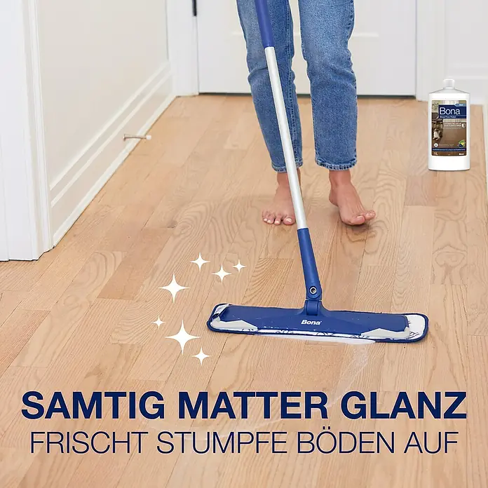 Bona Pflegemittel Parkett Polish - 1 l, Matt, Parkett - Bona Bodenpflege für samtig-matten Glanz. Frischt stumpfe Böden auf und sorgt für ein sauberes, schönes Zuhause.