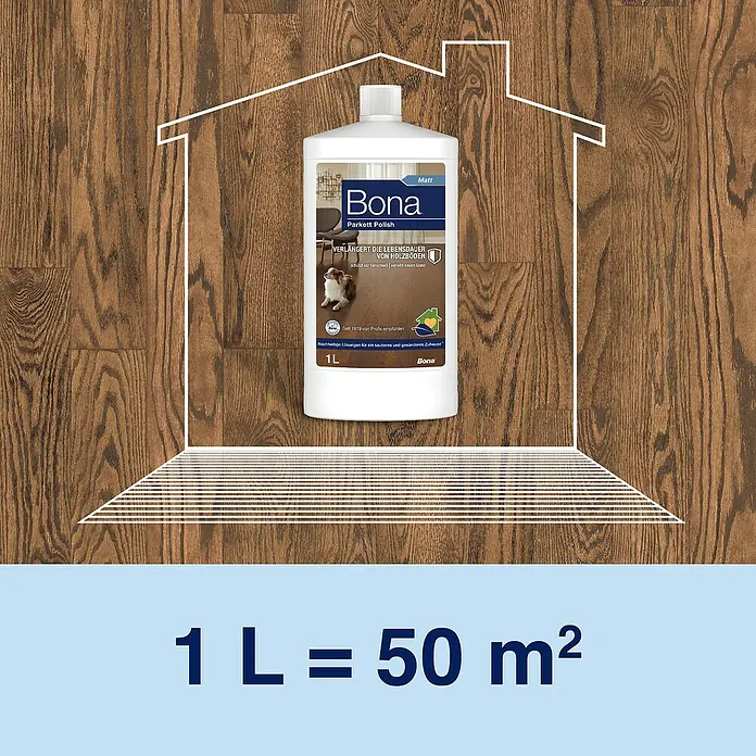 Bona Pflegemittel Parkett Polish - 1 l, Matt, Parkett - Bona Parkett Polish Matt 1L zur Pflege und zum Schutz von Holzböden. Verlängert die Lebensdauer und verleiht neuen Glanz. Für ein sauberes Zuhause.