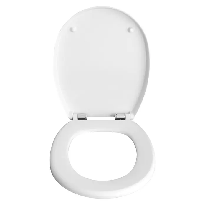 Tapa de WC Tek - Duroplast, Blanco, Con caída amortiguada - Asiento de inodoro blanco con tapa en posición abierta, perfecto para cualquier baño. Comodidad e higiene combinadas.