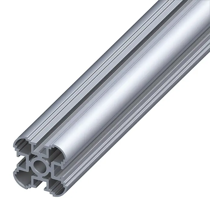 Kantoflex Coaxis Säulenprofil - 2.500 x 35,5 x 35,5 mm, Aluminium, Grau - Aluminiumprofil mit quadratischem Querschnitt und zentralem Loch, ideal für Rahmen und Konstruktionen. Präzises Design für vielfältige Anwendungen.