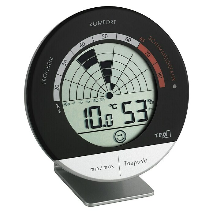 TFA Dostmann Thermo-Hygrometer Schimmelradar (Digital, Schwarz/Silber)