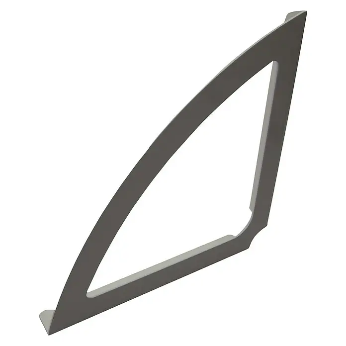 Vormann Escuadra de pared - L x An x Al: 143 x 23 x 143 mm, Carga soportada: 60 kg, Acero, Blanco - Producto triangular gris con una esquina redondeada, ideal para diseños modernos y construcciones. Versátil para arquitectura y proyectos de arte.