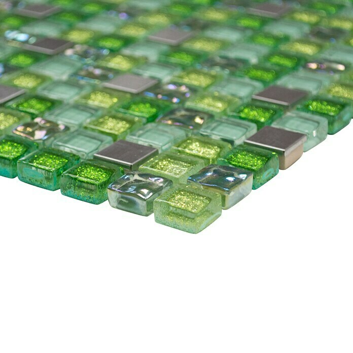 Mosaikfliese Quadrat Crystal Mix XCE 99 (30,5 x 32,2 cm, Grün, Glänzend)