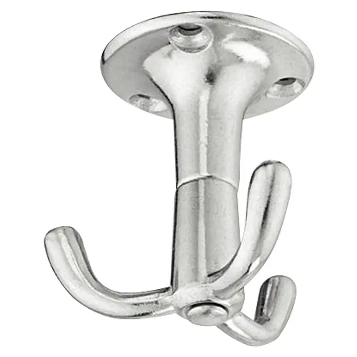 Häfele Gancho para colgar - Equipamiento: 3 ganchos, 53 x 53 mm, Aluminio - Un colgador doble cromado para abrigos, diseñado para ser montado en el techo. Ideal para ahorrar espacio.