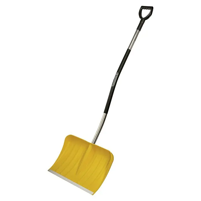 Freund Victoria Schneeschieber - Breite: 53 cm, Ergostiel, Material Stiel: Aluminium - Gelbe Schneeschaufel mit D-Griff und Stahlkante. Perfekt für das Räumen von Schnee auf Gehwegen und Einfahrten im Winter.