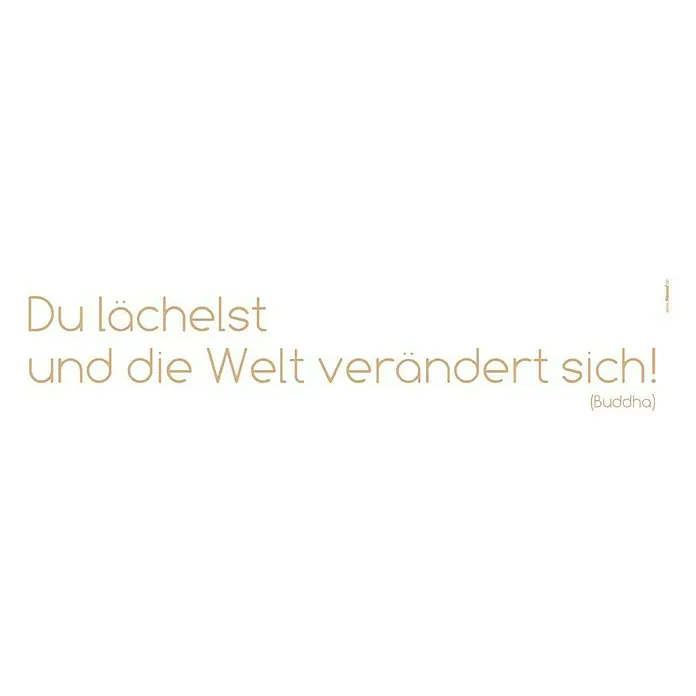 Komar Dekosticker Du Lächelst - 3 -tlg., 70 x 14 cm - Motivationsposter mit der Aufschrift "Du lächelst und die Welt verändert sich!" von Buddha für eine positive Atmosphäre.