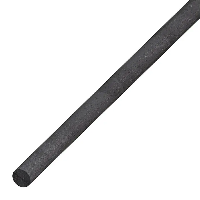Kantoflex RundstangeØ x L: 10 x 1.000 mm, Warmgewalzter Stahl - Nahaufnahme eines dunkelgrauen Schleifstiels. Das Werkzeug mit rauer Oberfläche eignet sich ideal zum Schärfen von Werkzeugen und Messern.