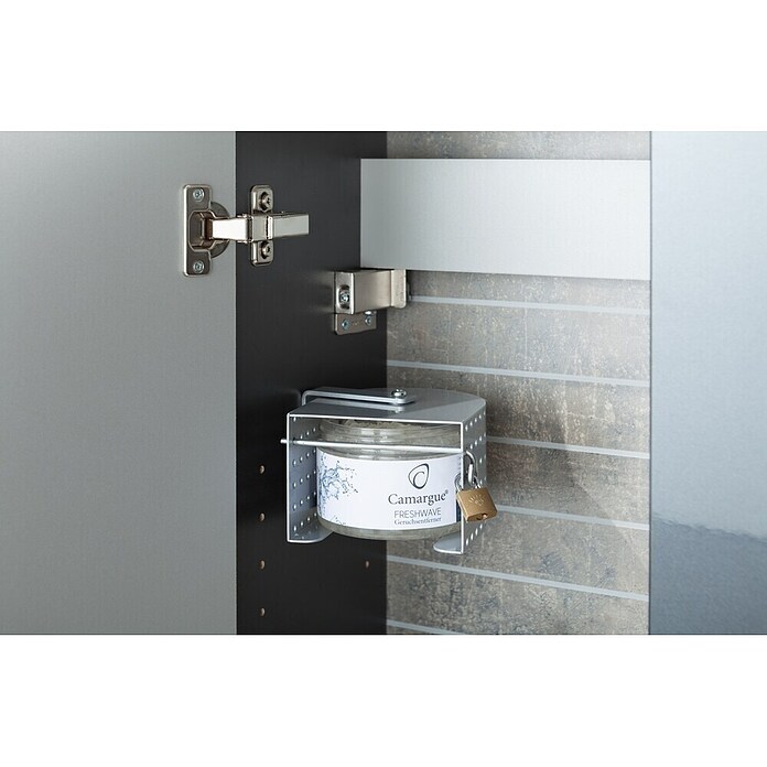 Camargue Fresh Wastafelonderkast (21,9 x 59,8 x 60,4 cm, Met draaibare mand & geurgel, Grafiet, Hoogglans)