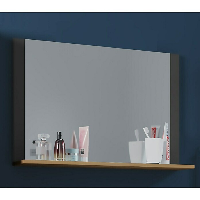 VCM Lendas Ablagespiegel (80 x 17 x 55 cm, Anthrazit/Honig-Eiche) | BAUHAUS