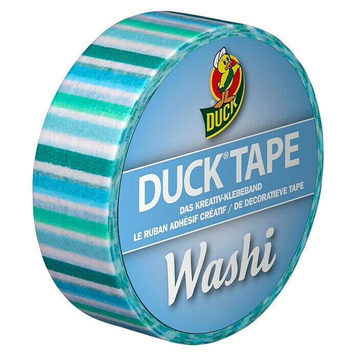 Duck Tape Kreativklebeband Washi (Blue Stripes, 10 m x 15 mm)