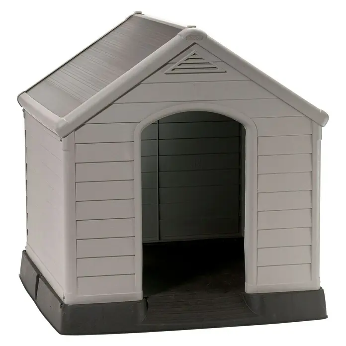 Keter Caseta para perro Dog Kennel - 99 x 95 x 99 cm, Plástico, Beige - Aquí hay una caseta de plástico para perros, que brinda un espacio al aire libre seguro y cómodo para su amada mascota.