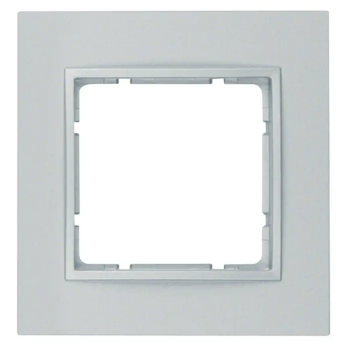 Berker B.7 Abdeckrahmen 10116424 - Aluminium, 1-fach, Aluminium - Silberne Blende für Lichtschalter. Die Blende hat eine quadratische Öffnung und ein schlichtes, modernes Design.