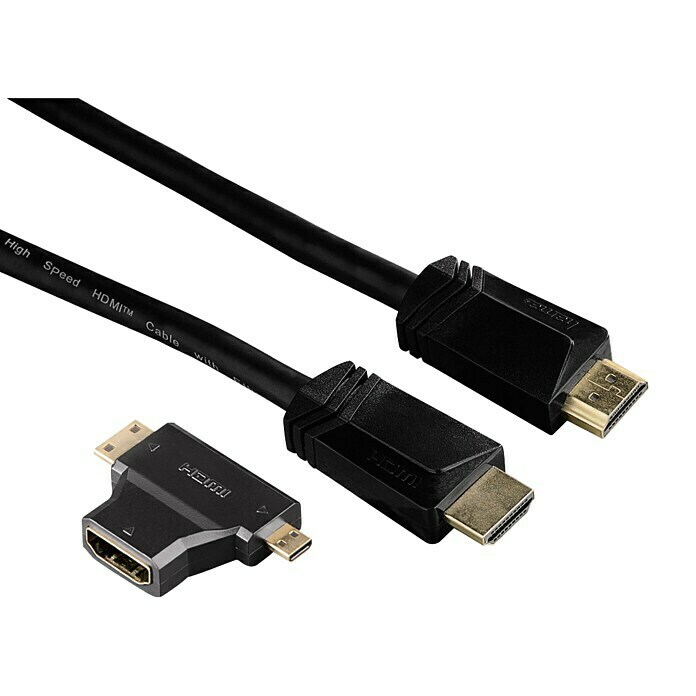 Hama HDMI-Kabel1,5 m, Geschirmt, Vergoldete Kontakte, Ausstattung: Adapter Front View