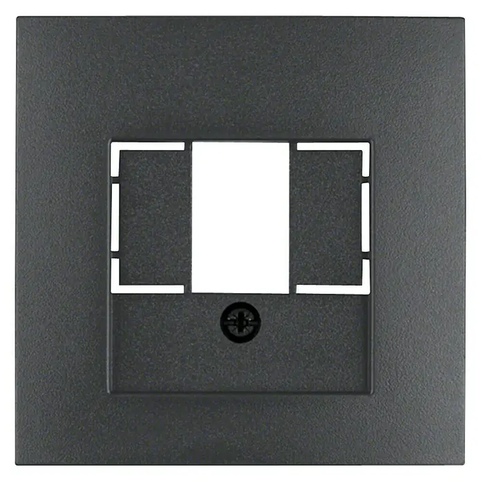 Berker S.1 TAE-Abdeckung 10331606 - Anthrazit, Kunststoff - Graue Geräteeinbaudose mit Aussparungen für Schalter und Schraube in der Mitte für die Installation.