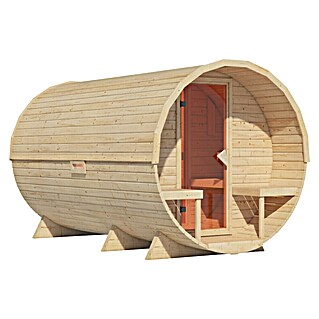 Karibu Fasssauna (L x B x H: 385 x 225 x 229 cm, Ohne Ofen, Anzahl Liegen: 4 Stk.)