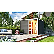 Karibu Saunahaus Cuben (9 kW Bio-Saunaofen mit externer Steuerung, Terragrau, L x B x H: 276 x 276 x 210 cm) | BAUHAUS