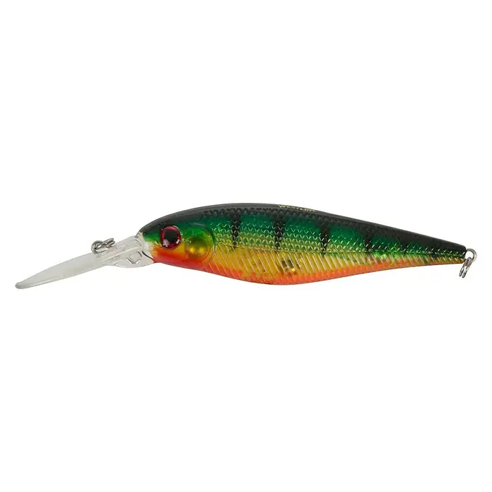 Westline Wobbler Snoop 80 - Zielfisch: Zander/Barsch, 8 cm, Mit Drillingen, PE - Dieser Kunstköder imitiert das Aussehen eines kleinen Fisches mit roten Augen und einem gelb-grünen Schuppenmuster.
