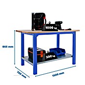 Simonrack Simonwork Banco de trabajo BT6L PRO Laminate (L x An: 75 x 150 cm, Altura de trabajo: 86,5 cm, Carga soportada: 1.300 kg, Azul) | BAUHAUS