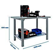 Simonrack Simonwork Banco de trabajo BT6 PRO Metal (L x An: 73 x 120 cm, Altura de trabajo: 83 cm, Carga soportada: 1.000 kg, Gris) | BAUHAUS