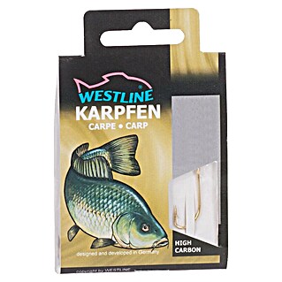 Westline Karpfenhaken (Größe: 6, Gebunden, High Carbon-Stahl, Gold, 10 Stk.)